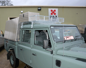 High Roofed Game Canopy fitted to a Land Rover 130