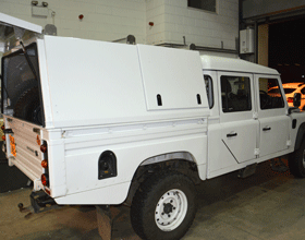Truework Canopy fitted to the Land Rover 130 Colour Coded