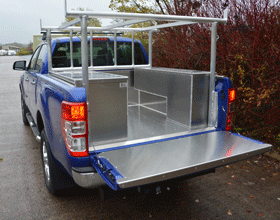 Ford Ranger Plain Aluminium Lining and Side Boxes complete with Ladder Rack