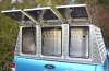 Internal view of the kennels and lift up doors.