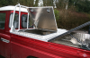 Gull Winged Lid open with Top Cover lifted up on gas struts and Optional Ladder Rack fitted to the Bulkhead window.