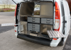 Rear of Vito Van with Fitted Drawer Units and swing out tables.